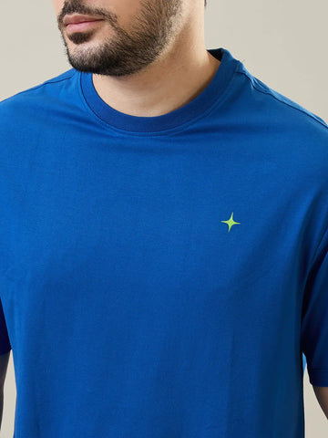 Deja Vu Blue Round Neck Graphic T-Shirt Tim Paris