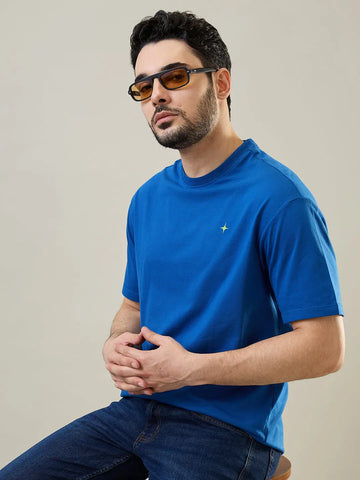 Deja Vu Blue Round Neck Graphic T-Shirt Tim Paris