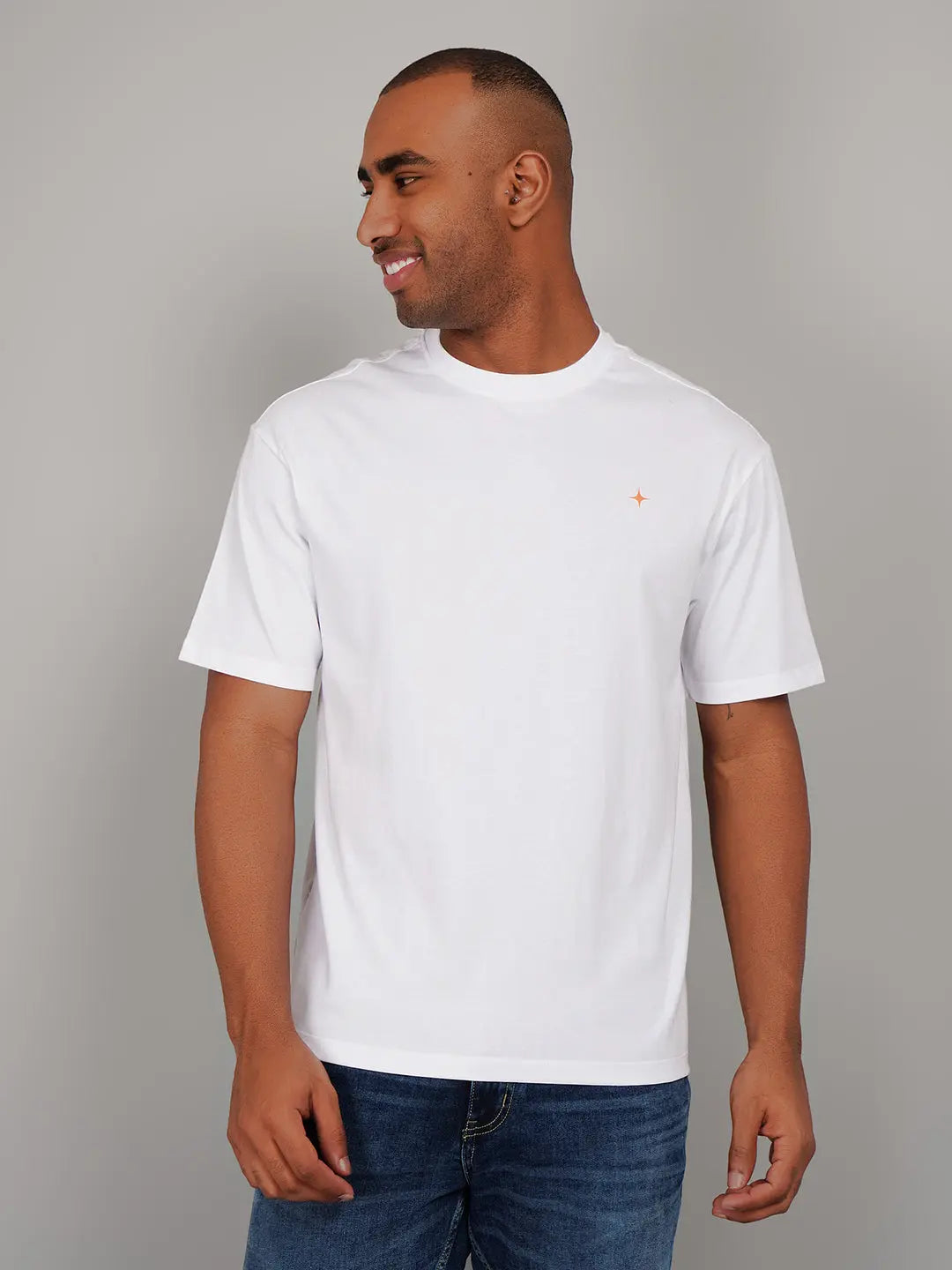 White Back Graphic Print Relaxed Fit T-Shirt Tim Paris