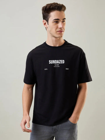 Black Graphic Printed T-Shirt Tim Paris