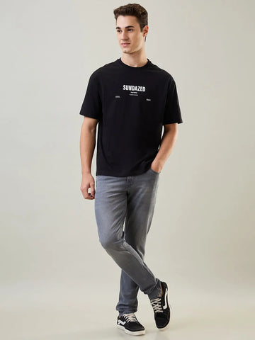 Black Graphic Printed T-Shirt Tim Paris