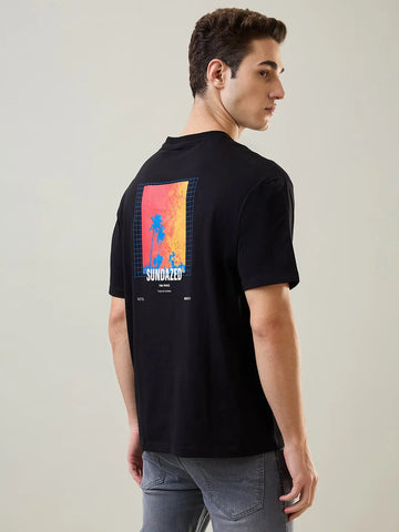 Black Graphic Printed T-Shirt Tim Paris
