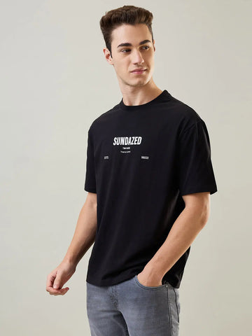 Black Graphic Printed T-Shirt Tim Paris
