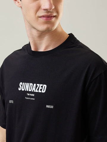 Black Graphic Printed T-Shirt Tim Paris