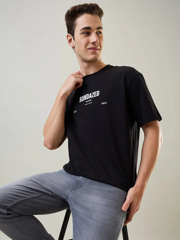 Black Graphic Printed T-Shirt Tim Paris