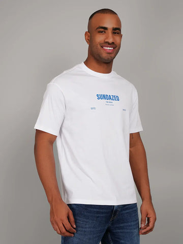 White Sundazed Graphic Print Relaxed Fit T-Shirt Tim Paris