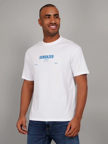 White Sundazed Graphic Print Relaxed Fit T-Shirt Tim Paris