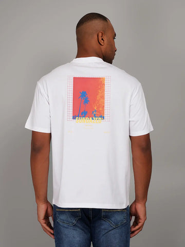 White Sundazed Graphic Print Relaxed Fit T-Shirt Tim Paris