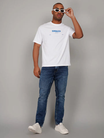 White Sundazed Graphic Print Relaxed Fit T-Shirt Tim Paris