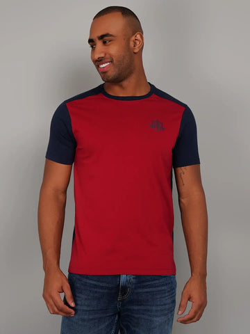 Red Cut & Sew Regular Fit T-shirt Tim Paris