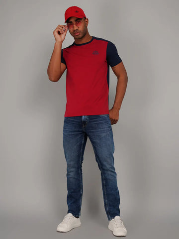 Red Cut & Sew Regular Fit T-shirt Tim Paris