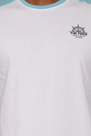 White Cut & Sew Regular Fit T-shirt Tim Paris