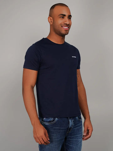 Dress Blue Round Neck Graphic Print T-Shirt Tim Paris