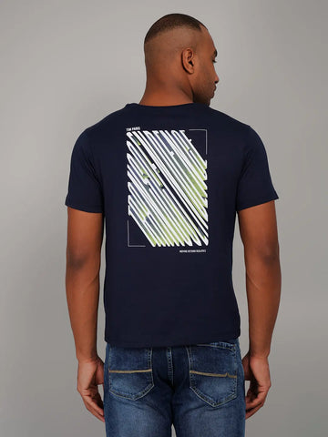 Dress Blue Round Neck Graphic Print T-Shirt Tim Paris