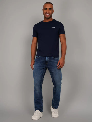 Dress Blue Round Neck Graphic Print T-Shirt Tim Paris