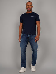 Dress Blue Round Neck Graphic Print T-Shirt