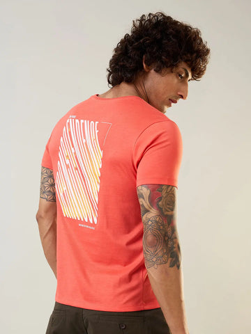 Coral Graphic Print Regular Fit T-shirt Tim Paris