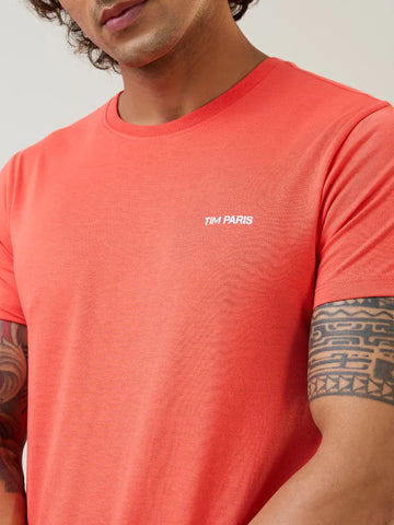 Coral Graphic Print Regular Fit T-shirt Tim Paris