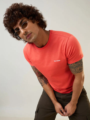 Coral Graphic Print Regular Fit T-shirt Tim Paris