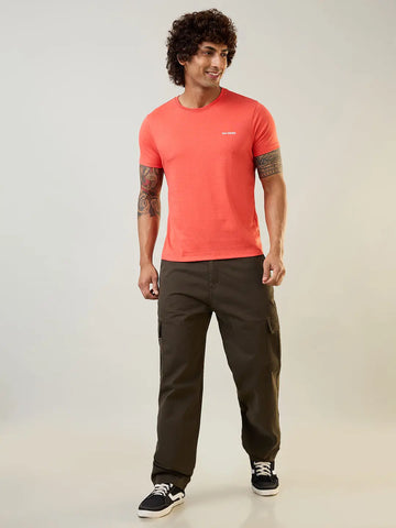 Coral Graphic Print Regular Fit T-shirt Tim Paris