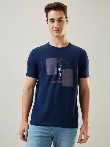 Dress Navy Blue Graphic Print T-Shirt Tim Paris