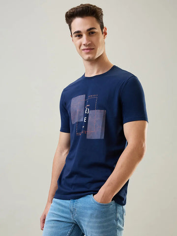 Dress Navy Blue Graphic Print T-Shirt Tim Paris
