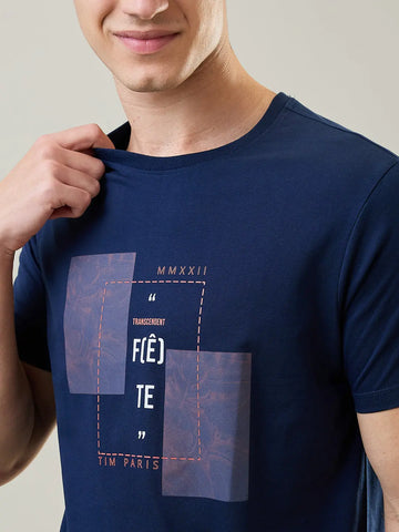 Dress Navy Blue Graphic Print T-Shirt Tim Paris