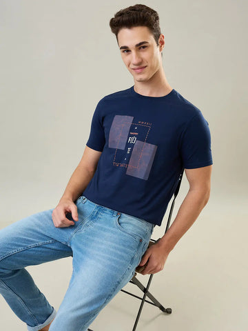 Dress Navy Blue Graphic Print T-Shirt Tim Paris