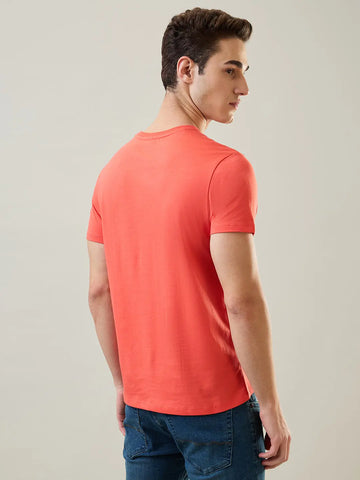 Hot Coral Orange Graphic Print T-Shirt Tim Paris