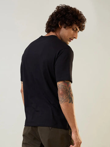 Black Printed Relaxed Fit T-Shirt Tim Paris