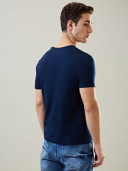 Dress Blue Round Neck Graphic Print T-Shirt