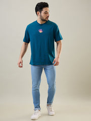 Blue Coral Round Neck Graphic Print T-Shirt