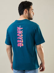 Blue Coral Round Neck Graphic Print T-Shirt