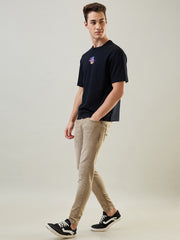 Jet Black Printed Relaxed Fit T-Shirt
