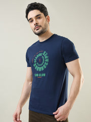 Blue Graphic Print Regular Fit T-shirt