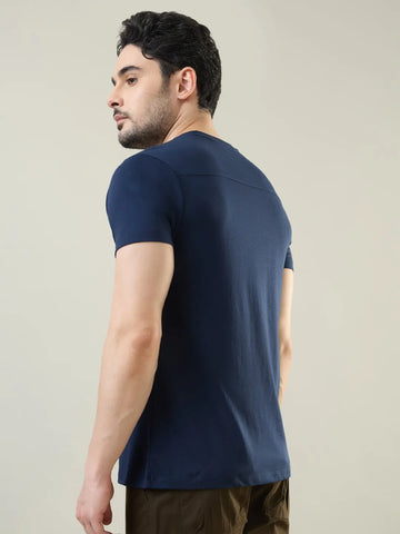 Blue Graphic Print Regular Fit T-shirt Tim Paris