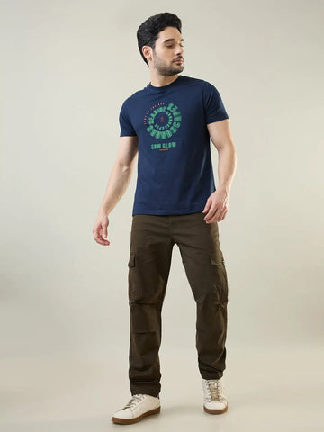 Blue Graphic Print Regular Fit T-shirt Tim Paris