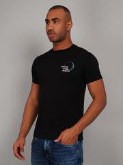Black Round Neck Printed T-Shirt