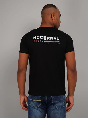 Black Round Neck Printed T-Shirt Tim Paris