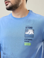 Robbia Blue Printed Relaxed Fit T-Shirt