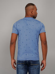 Riverside Blue Round Neck AOP Print T-Shirt