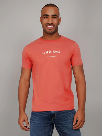Burnt Sienna Red Printed T-Shirt Tim Paris