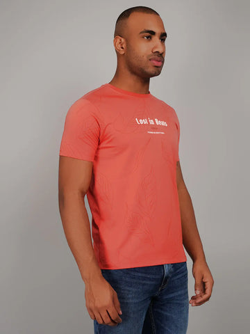 Burnt Sienna Red Printed T-Shirt Tim Paris