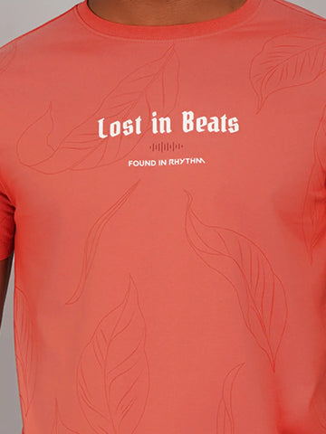 Burnt Sienna Red Printed T-Shirt Tim Paris