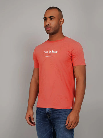 Burnt Sienna Red Printed T-Shirt Tim Paris