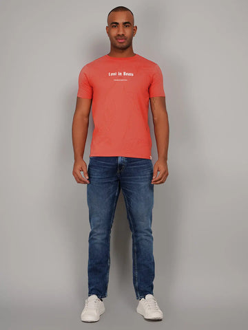 Burnt Sienna Red Printed T-Shirt Tim Paris