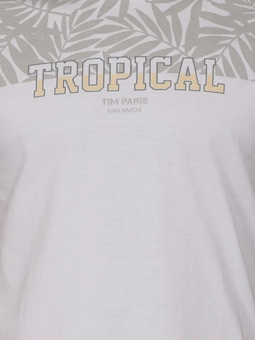 Grey Printed Regular Fit T-Shirt Tim Paris