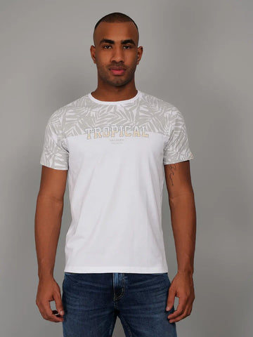 Grey Printed Regular Fit T-Shirt Tim Paris