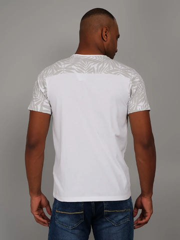Grey Printed Regular Fit T-Shirt Tim Paris