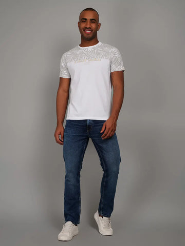 Grey Printed Regular Fit T-Shirt Tim Paris